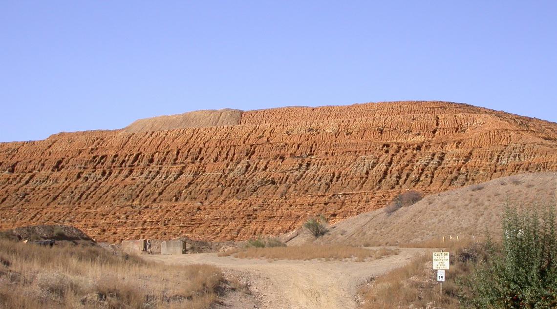 The front of the mine tailings pile at the Iron King Mine and Humboldt Smelter Superfund Site in Yavapai County. 